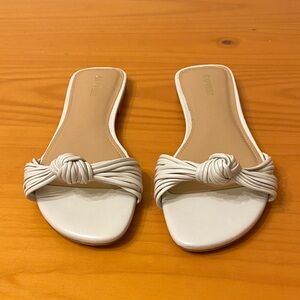 Express White Knotted Slide Sandals